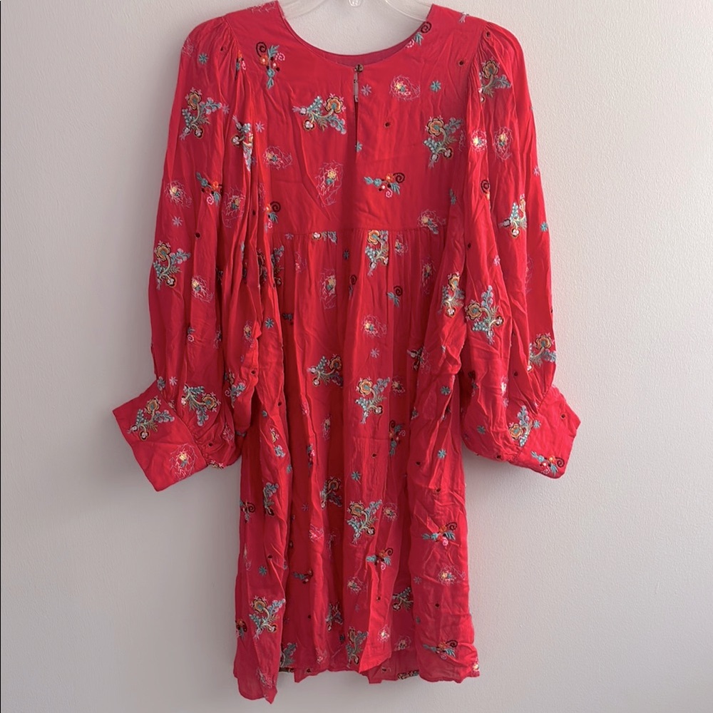 Antik Batik Houla mini dress puff sleeves floral embroidery